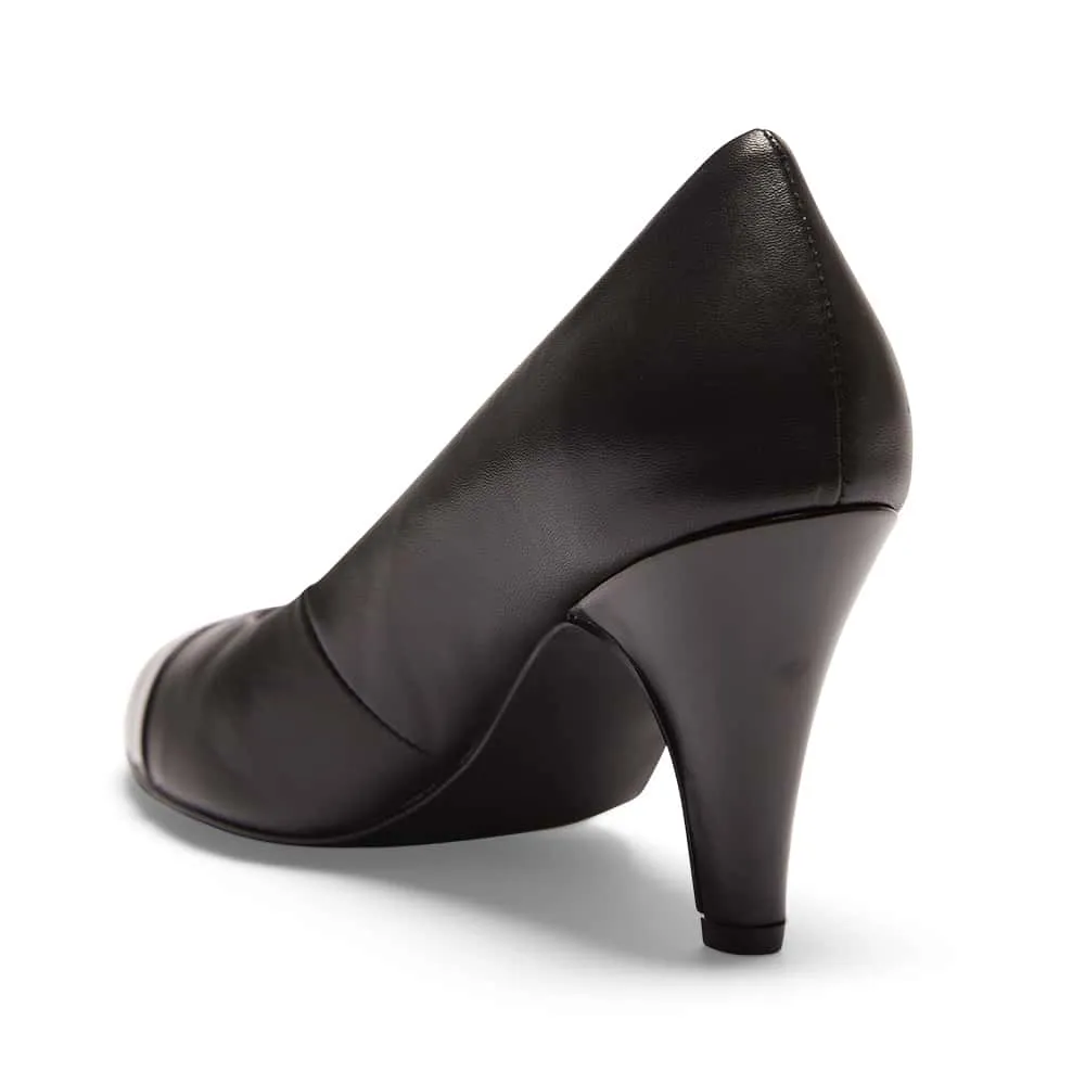 Mandy Heel in Black On Black Leather