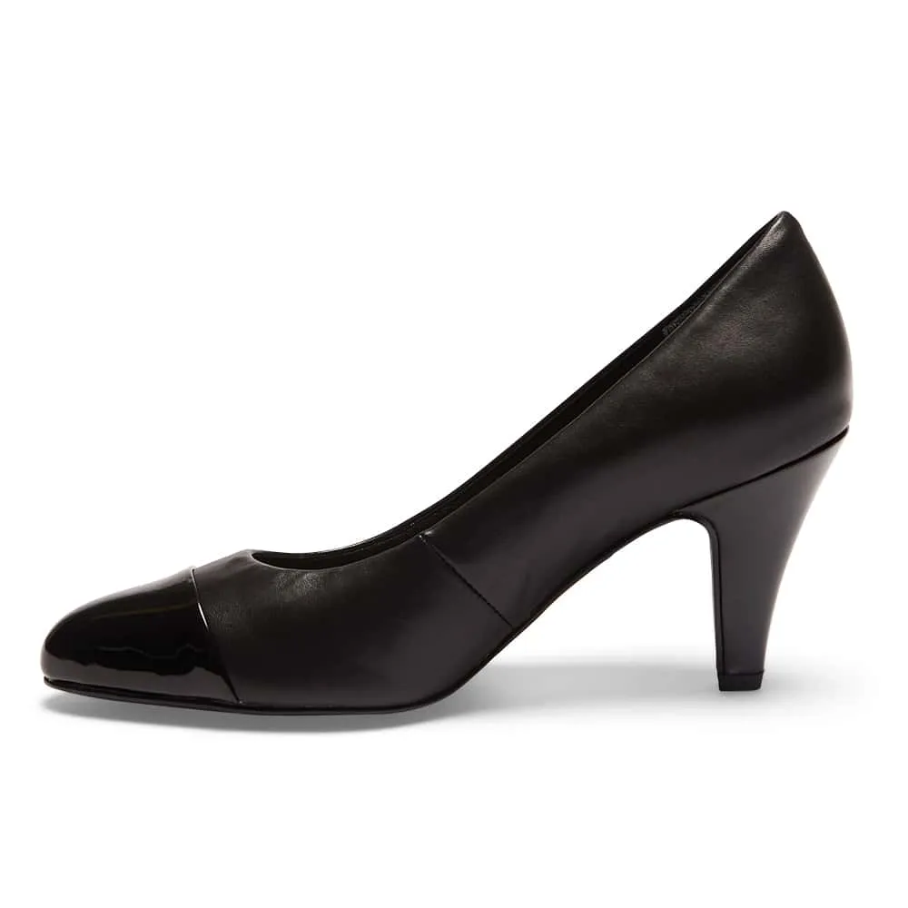 Mandy Heel in Black On Black Leather
