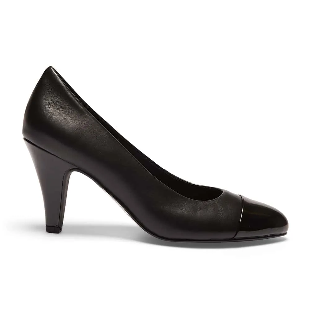 Mandy Heel in Black On Black Leather