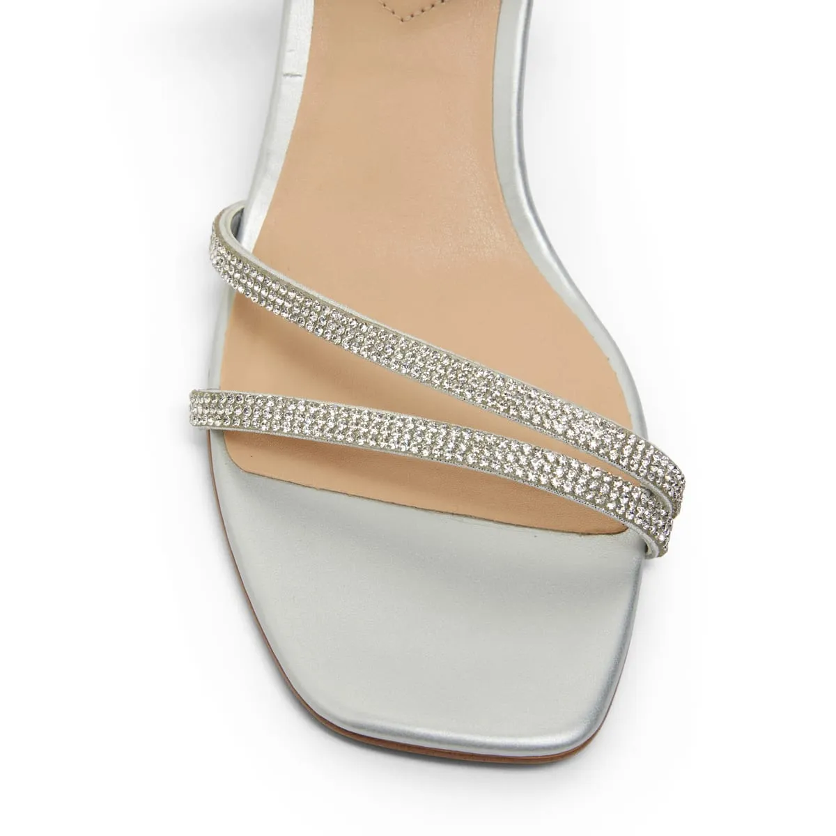 Marcy Heel in Silver Metallic Sparkle