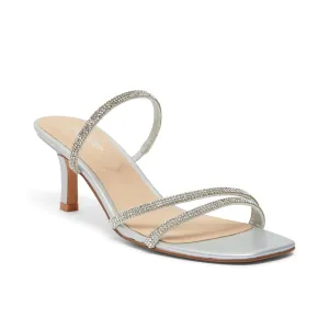 Marcy Heel in Silver Metallic Sparkle