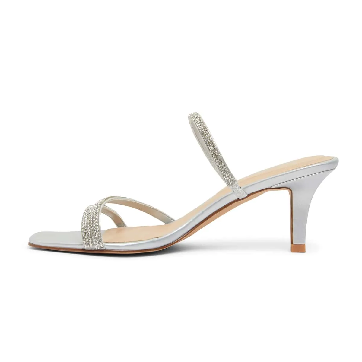 Marcy Heel in Silver Metallic Sparkle