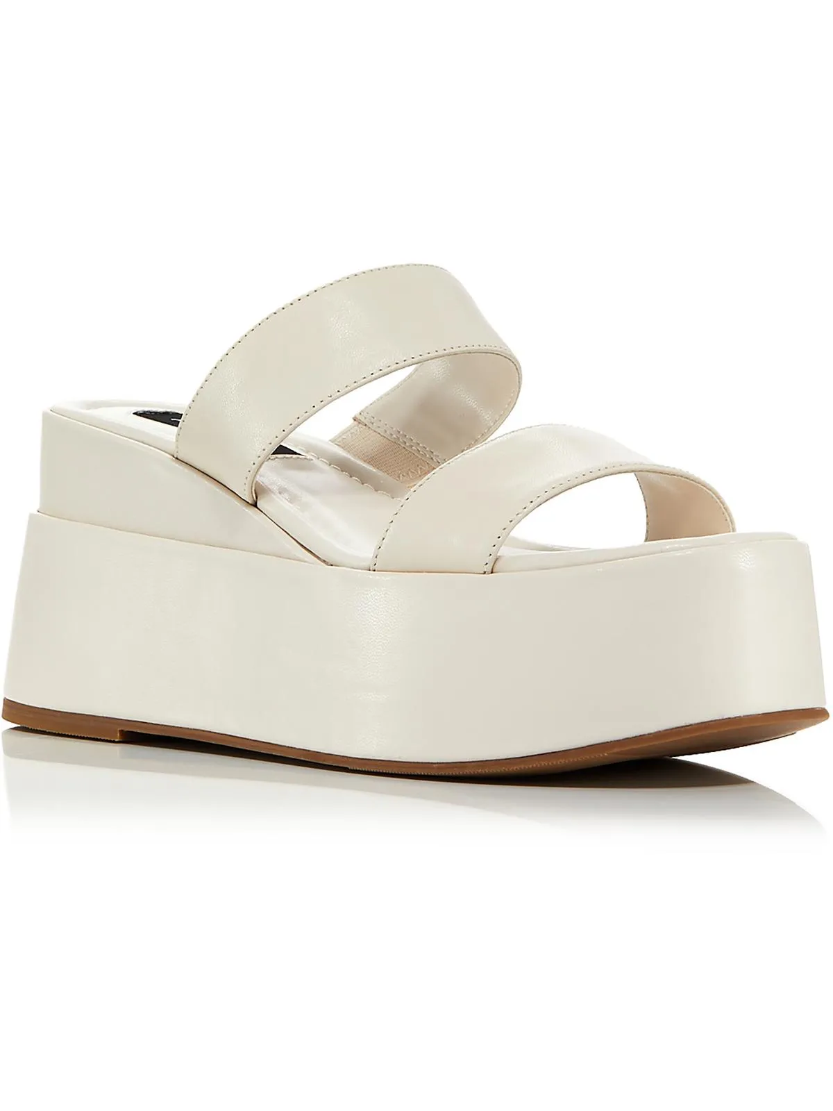 Maxy Womens Leather Slip On Flatform Sandals