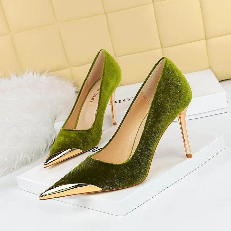 Metallic Pointed Toe Stiletto Heels 718321941230