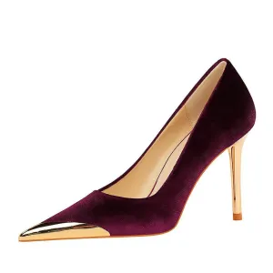 Metallic Pointed Toe Stiletto Heels 718321941230