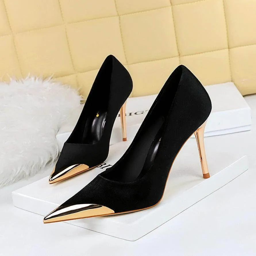 Metallic Pointed Toe Stiletto Heels 718321941230