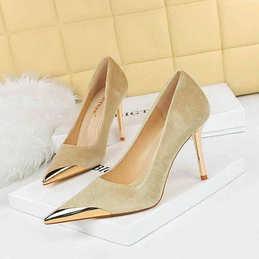 Metallic Pointed Toe Stiletto Heels 718321941230