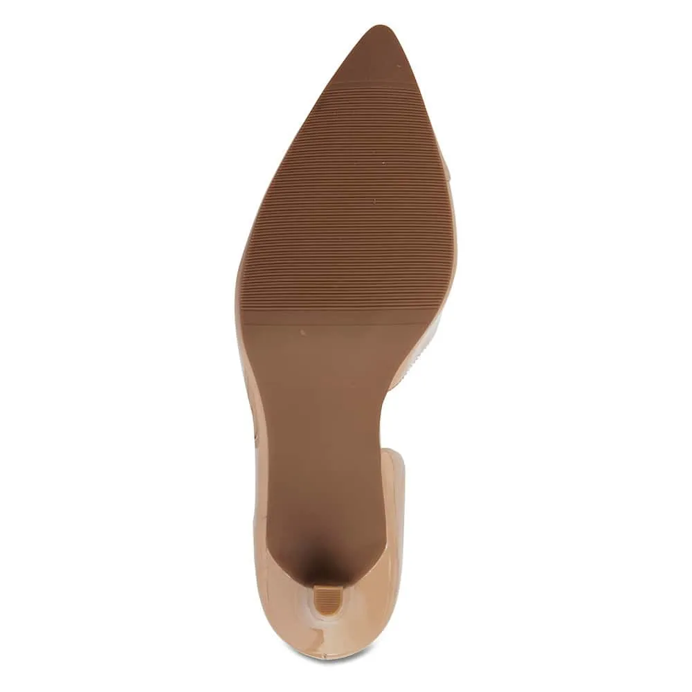 Mikado Heel in Nude Patent