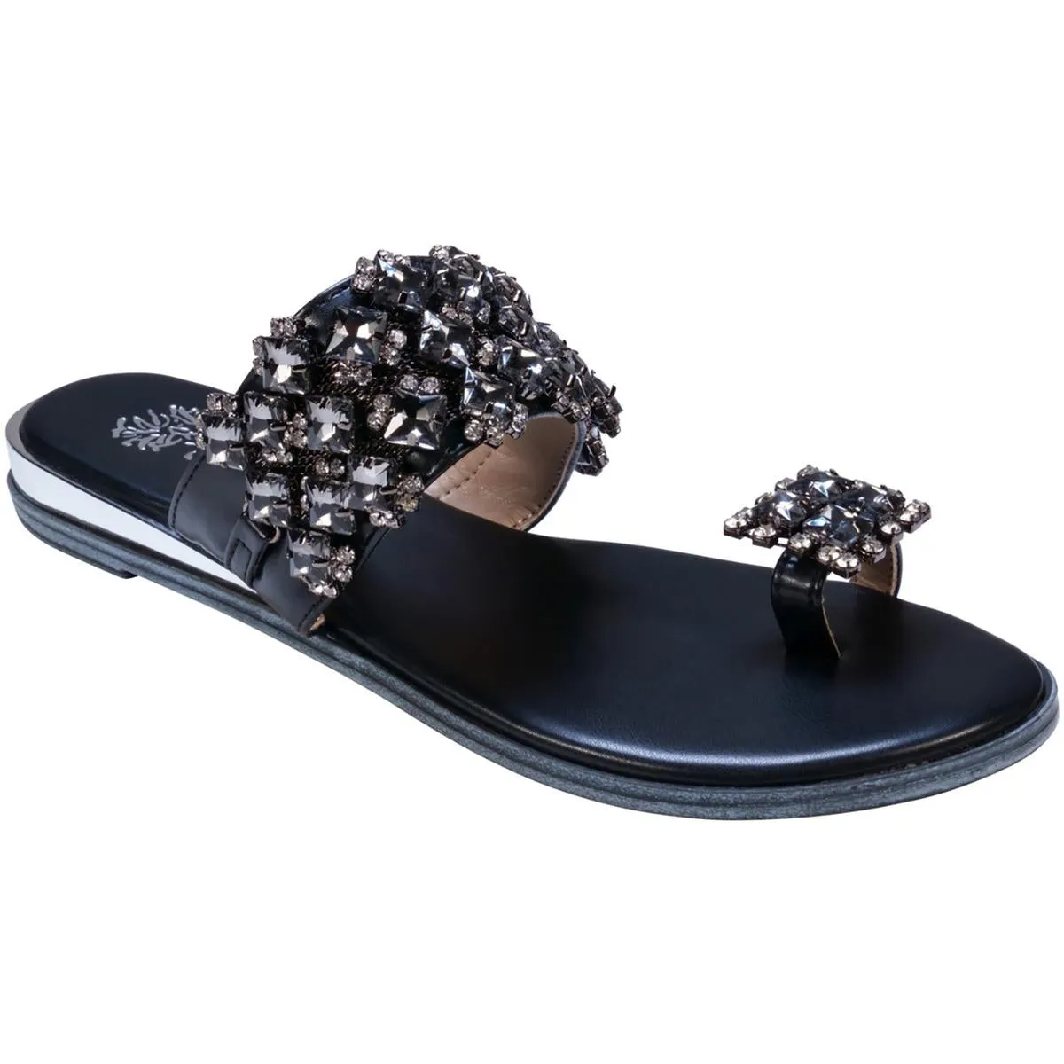 Nadin Womens Faux Leather Embellished Slide Sandals
