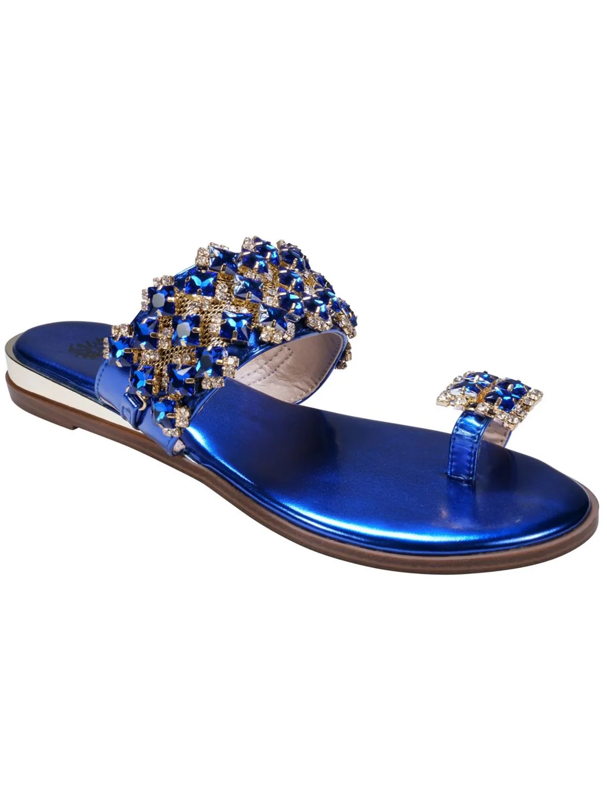 Nadin Womens Faux Leather Embellished Slide Sandals