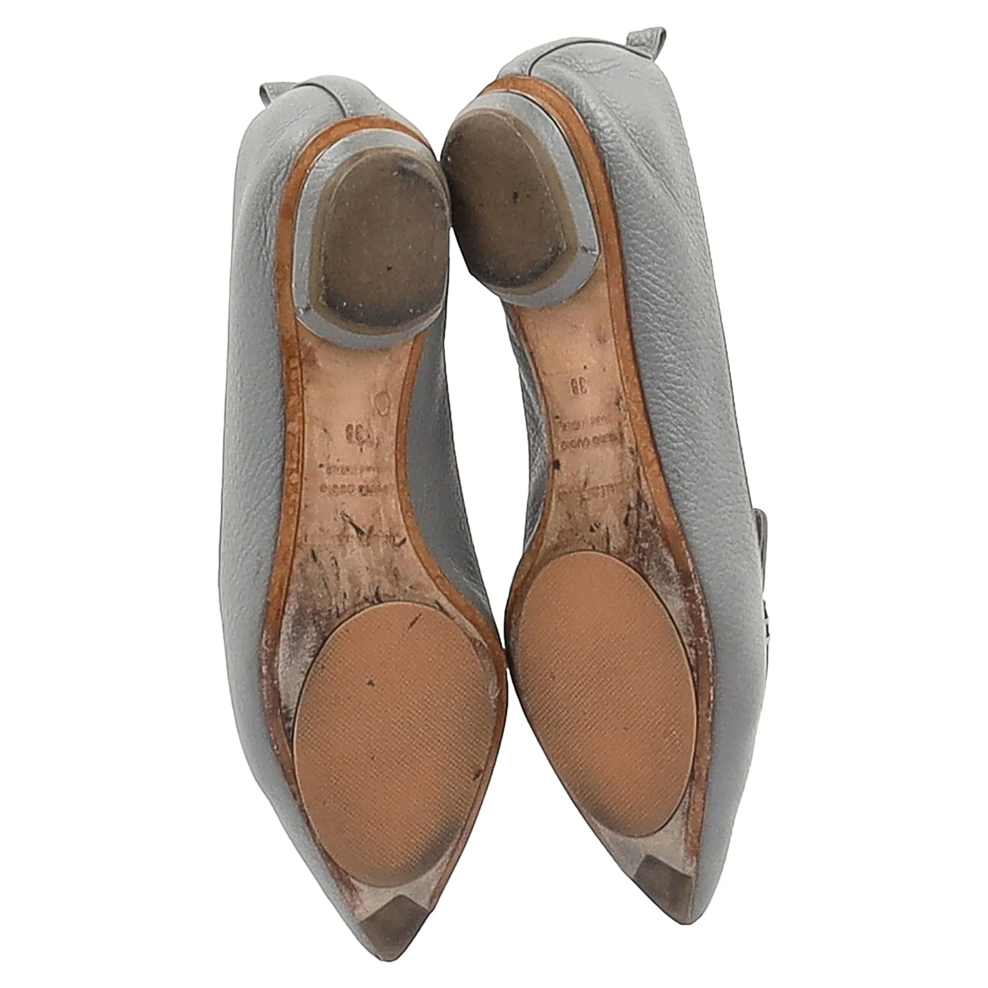Nicholas Kirkwood Beya Pointed Toe Ballet Flats in Grey Leather
