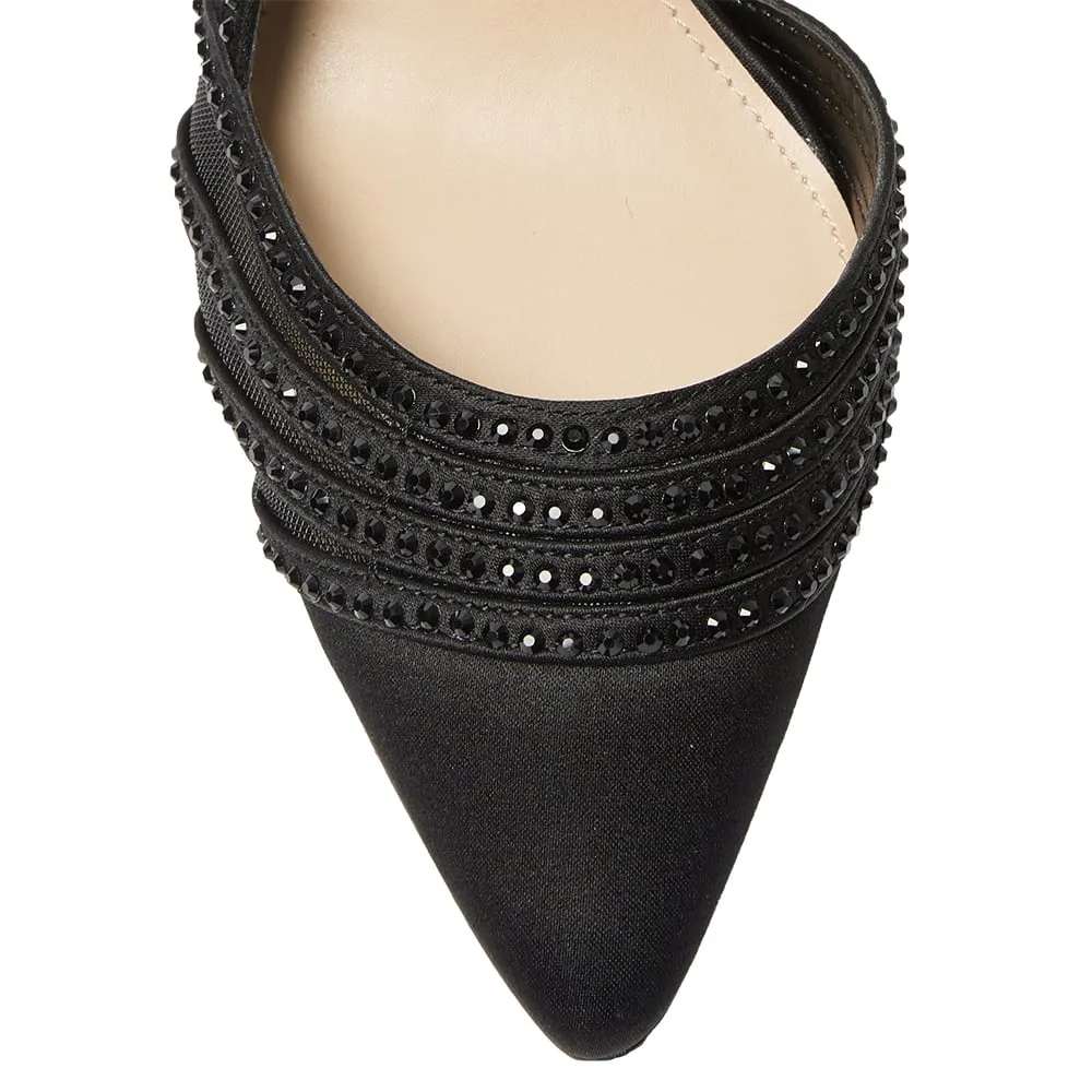 Noreen Heel in Black Satin