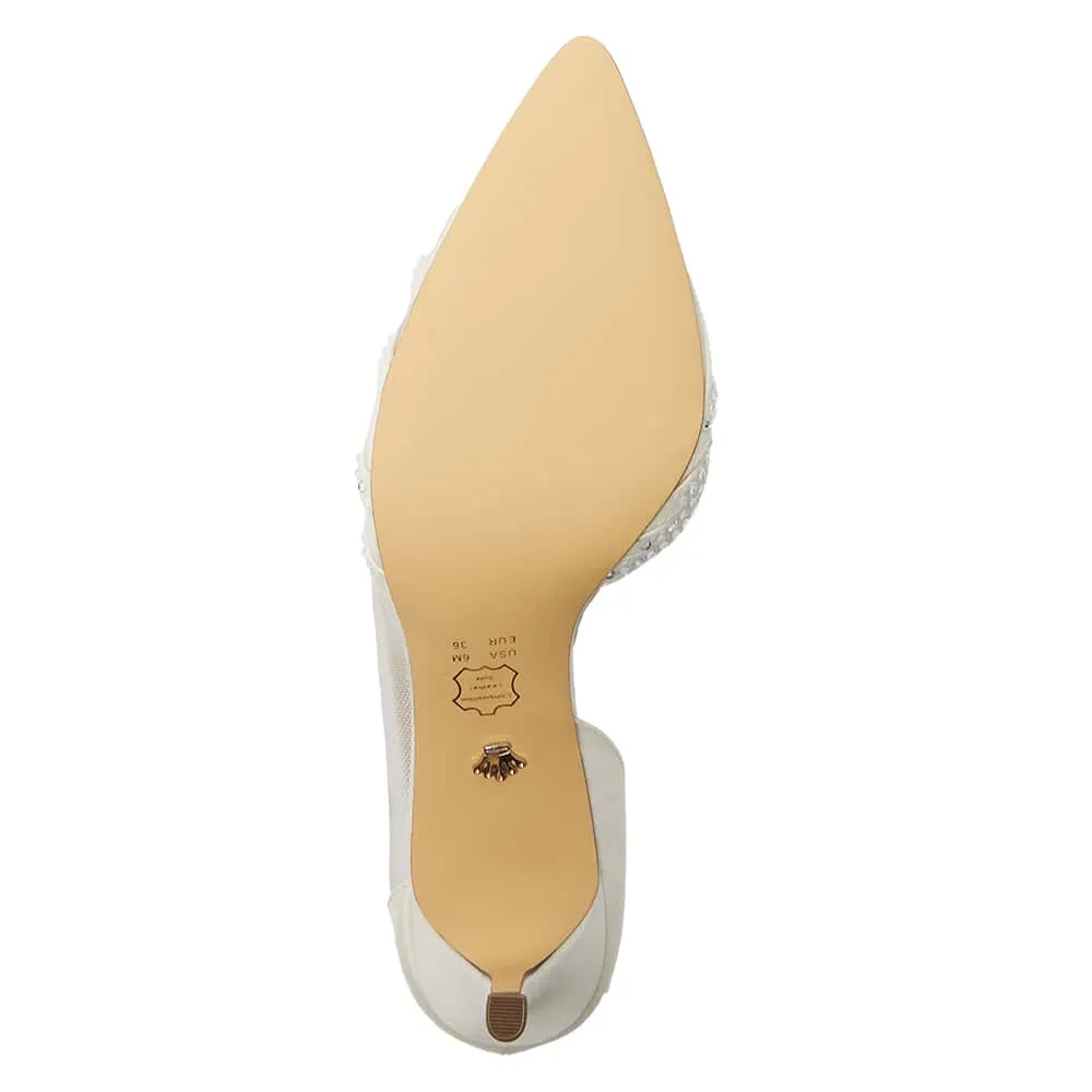Noreen Heel in Ivory Satin