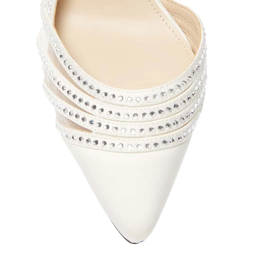 Noreen Heel in Ivory Satin