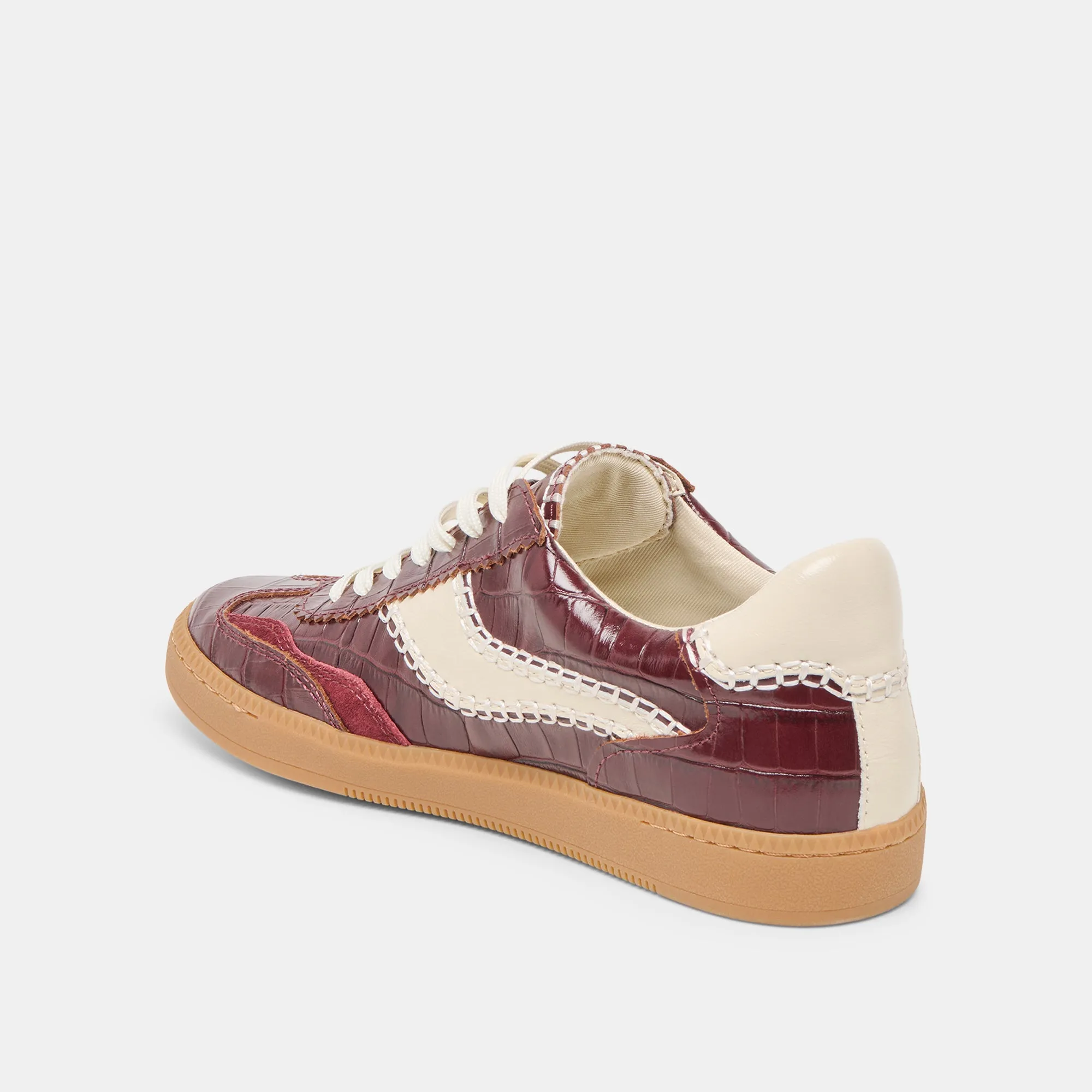 NOTICE STITCH SNEAKERS OXBLOOD CROCO EMBOSSED LEATHER