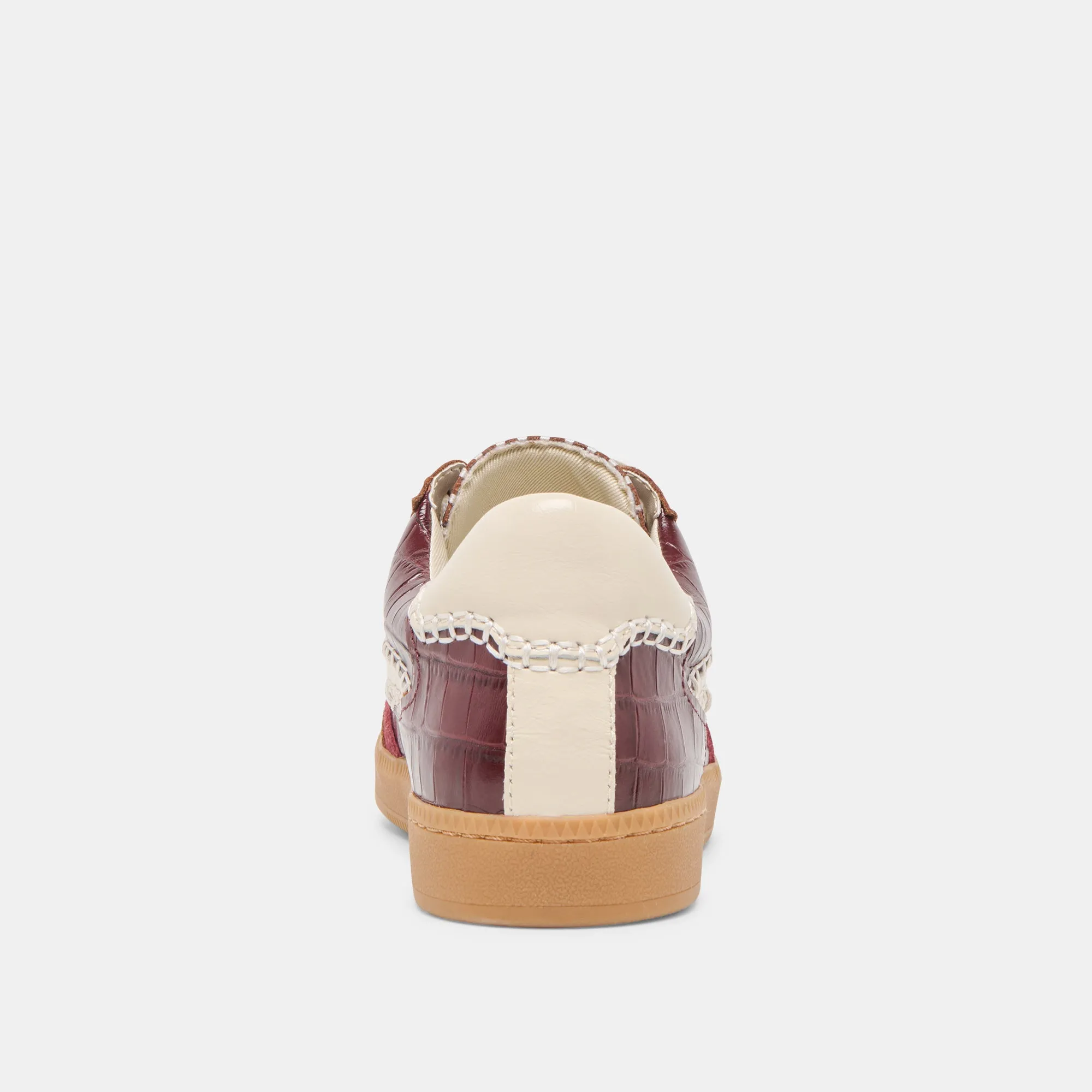 NOTICE STITCH SNEAKERS OXBLOOD CROCO EMBOSSED LEATHER