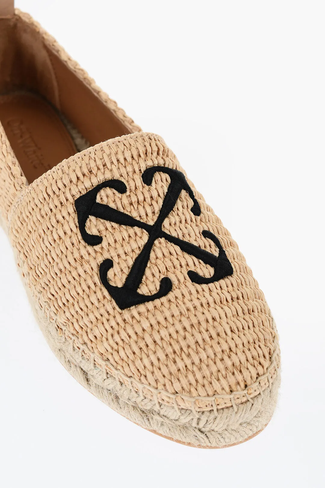 Off-White Raffia Arrow Espadrillas With Embroidered Logo