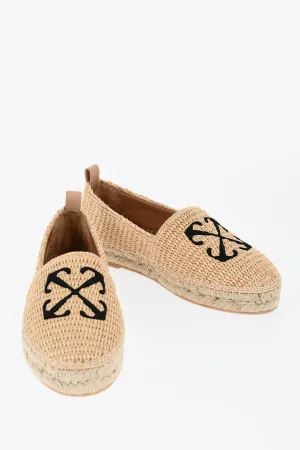 Off-White Raffia Arrow Espadrillas With Embroidered Logo