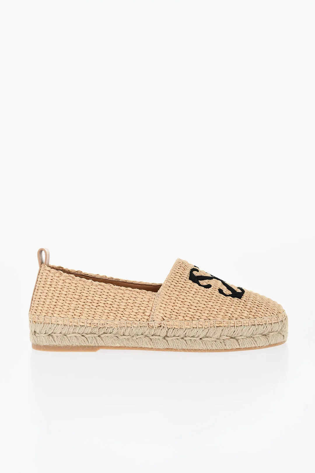 Off-White Raffia Arrow Espadrillas With Embroidered Logo