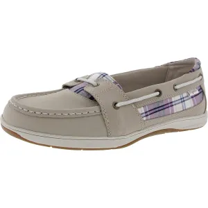 Orleans Womens Leather Moc Toe Boat Shoes