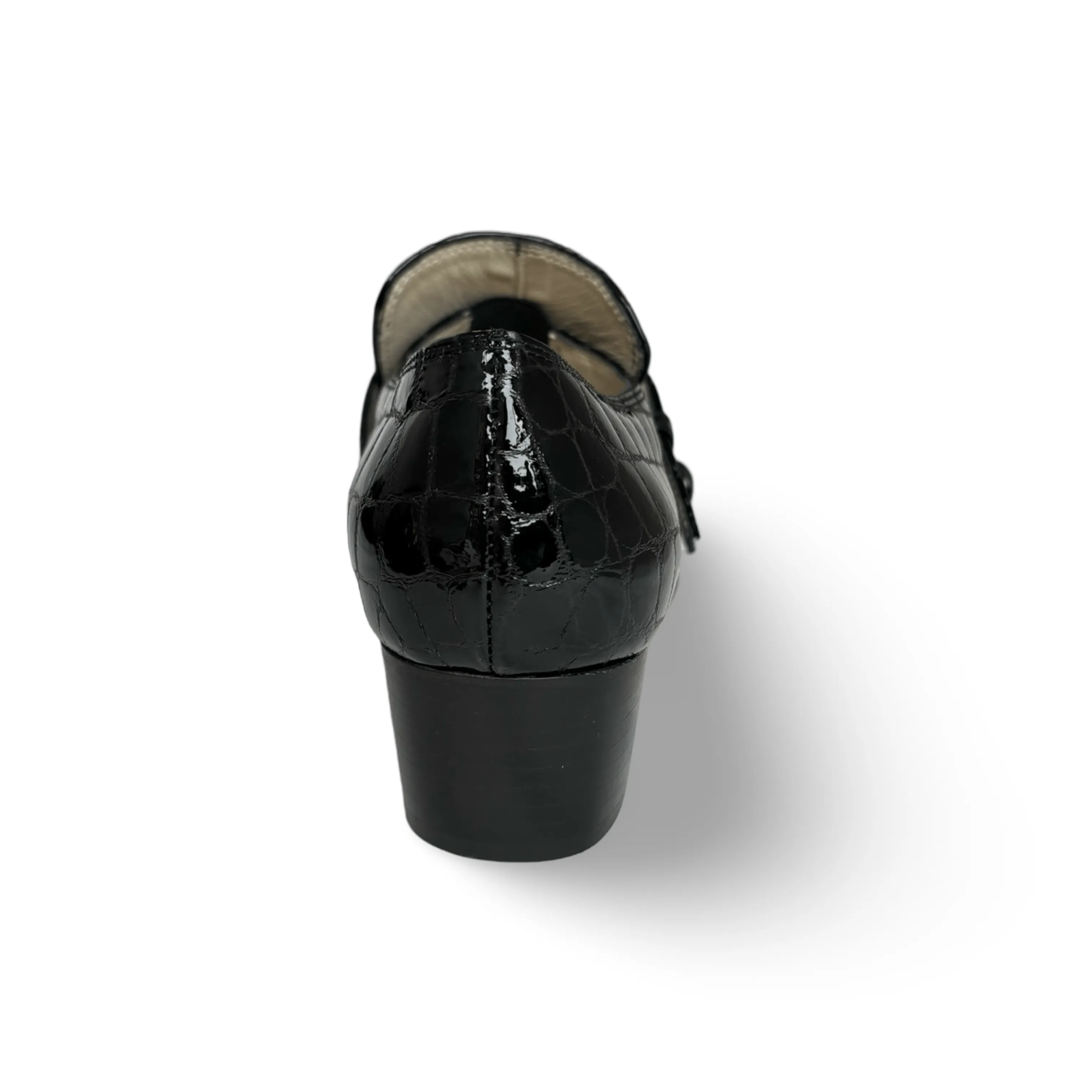 Palagio Patent Black Croc Buckle