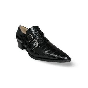 Palagio Patent Black Croc Buckle