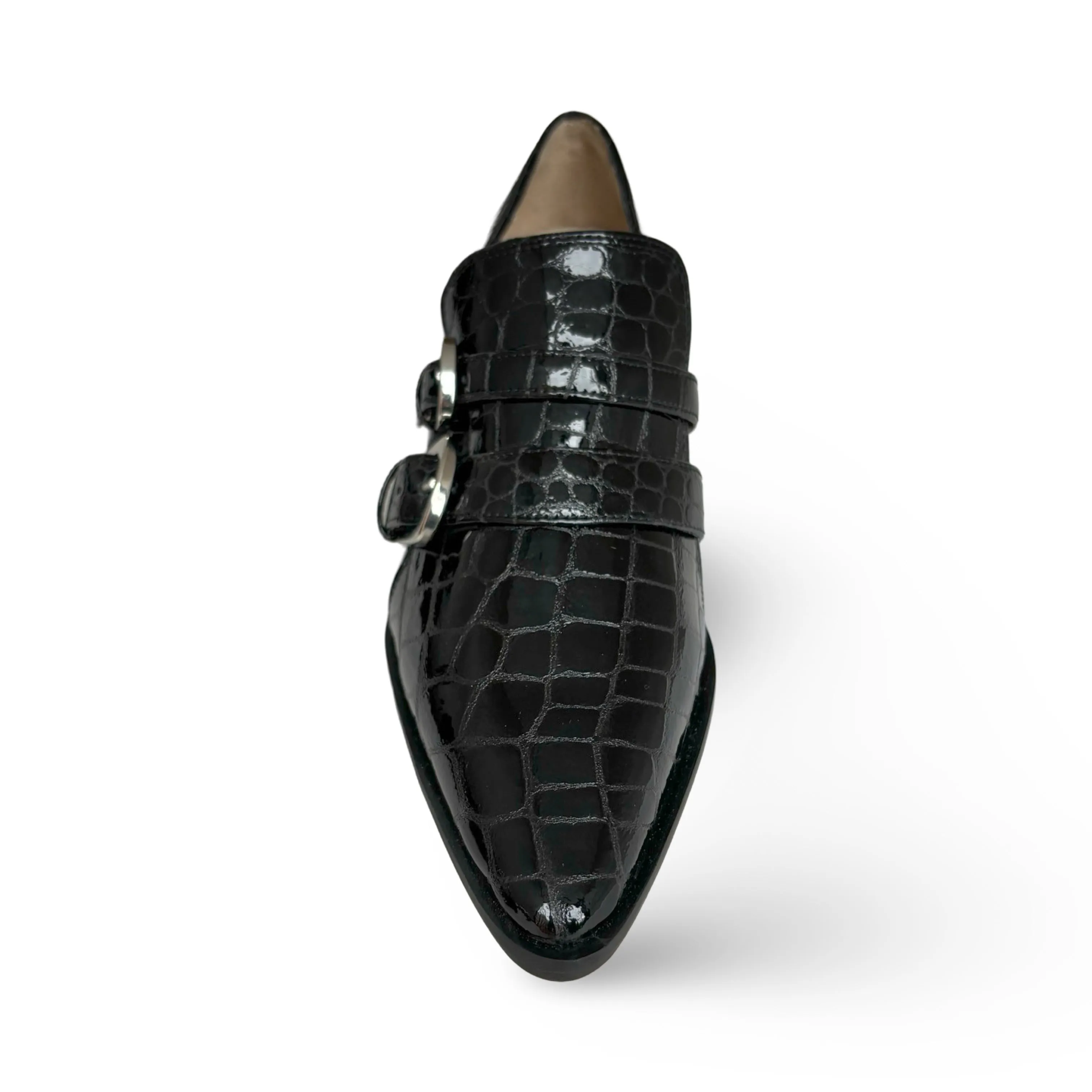 Palagio Patent Black Croc Buckle