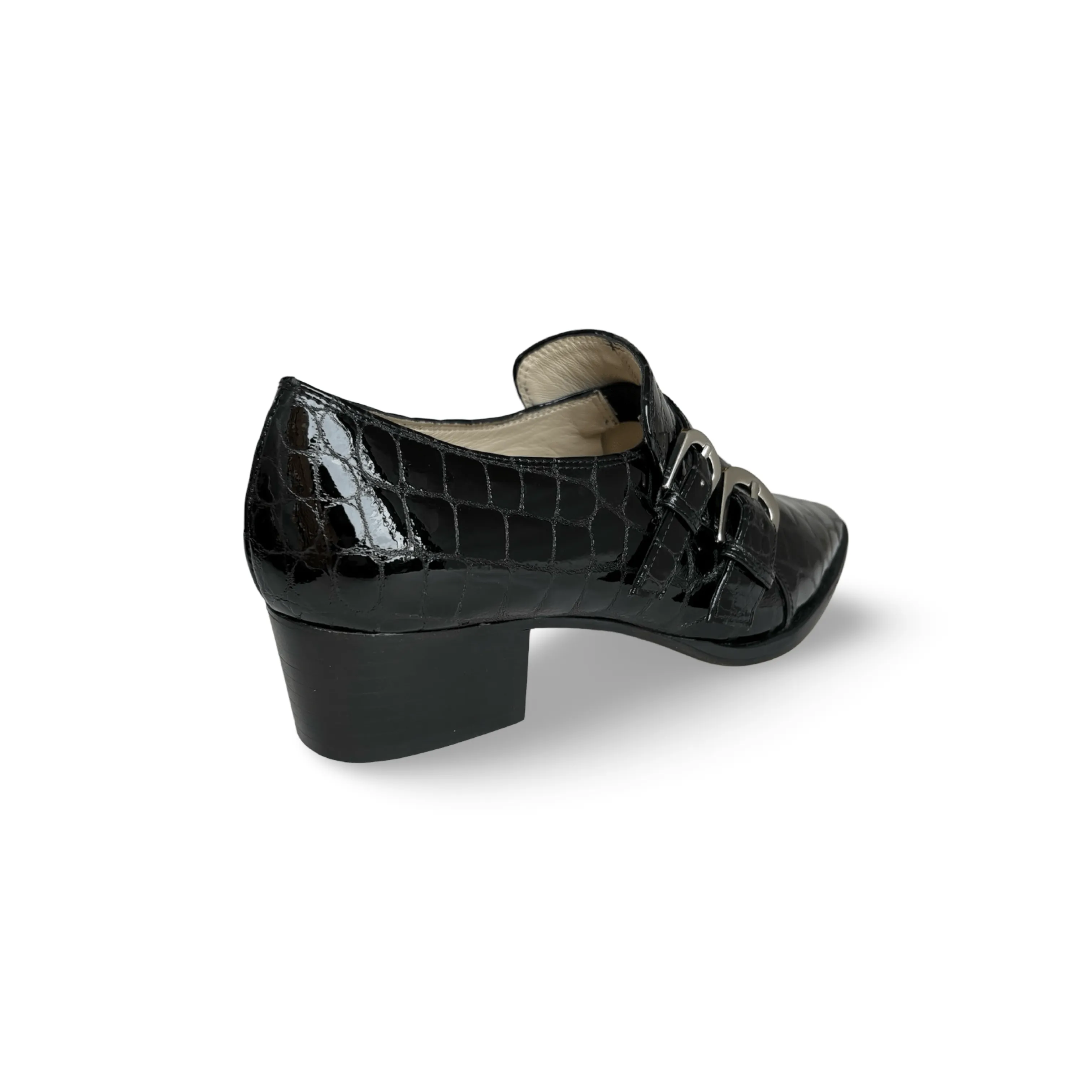 Palagio Patent Black Croc Buckle