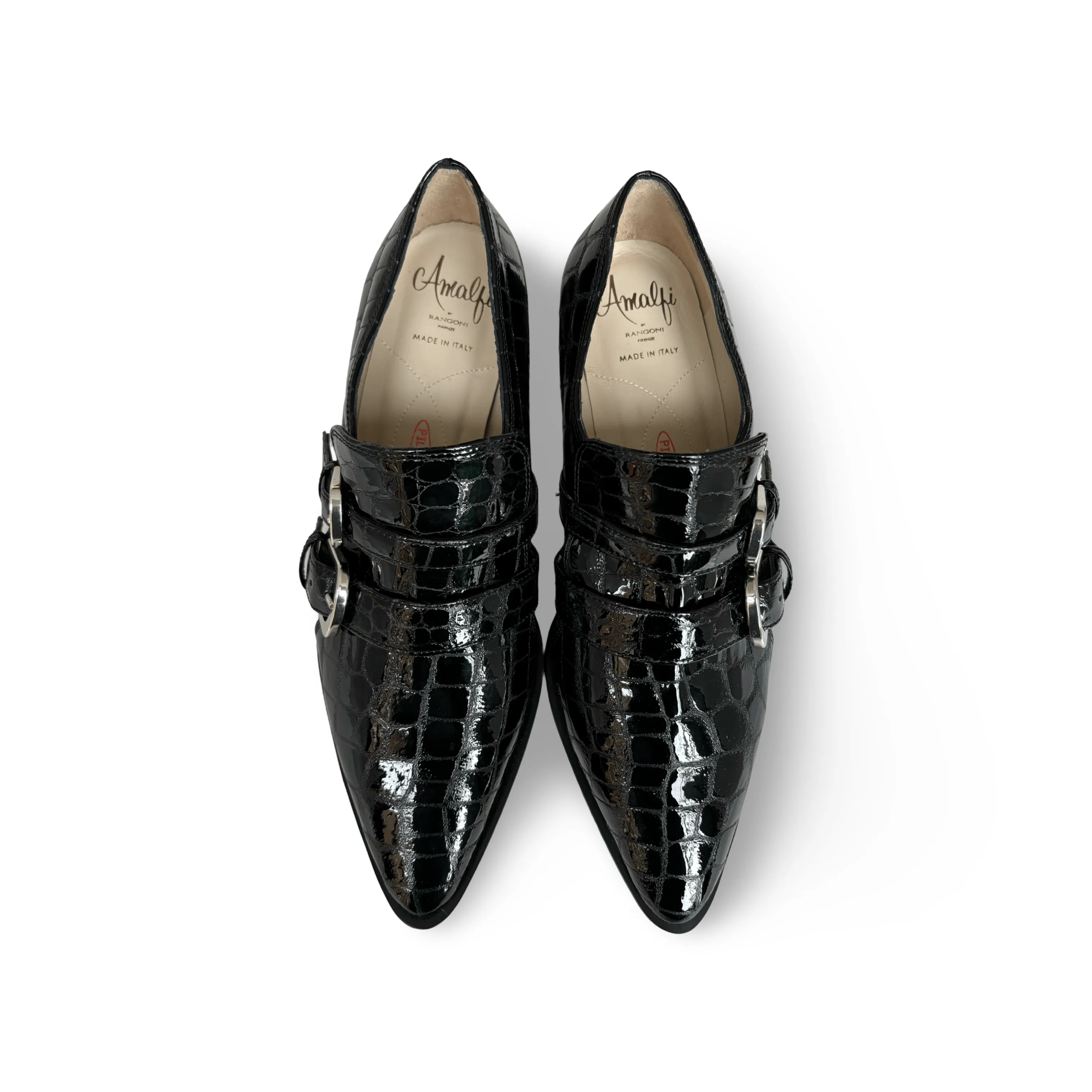 Palagio Patent Black Croc Buckle