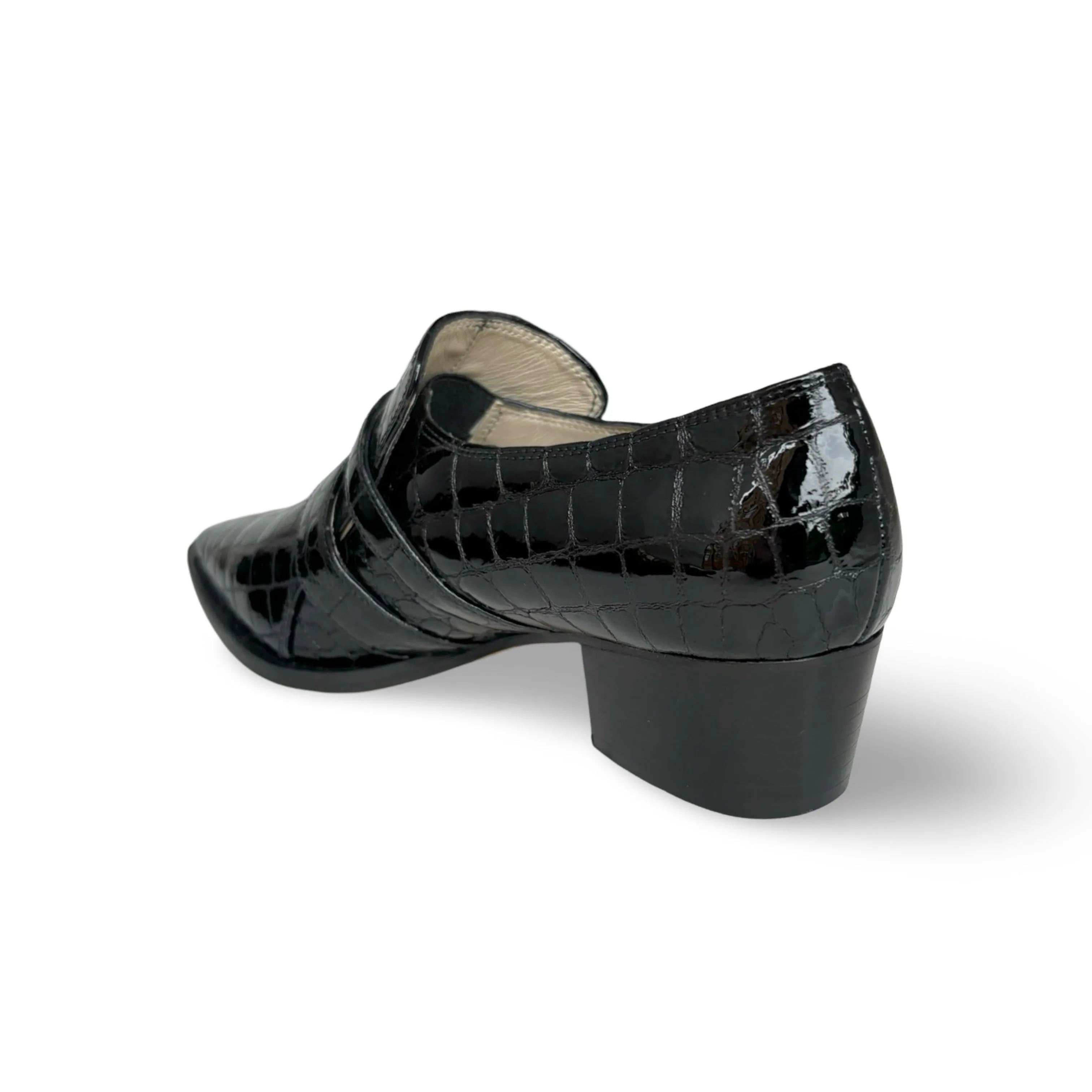 Palagio Patent Black Croc Buckle