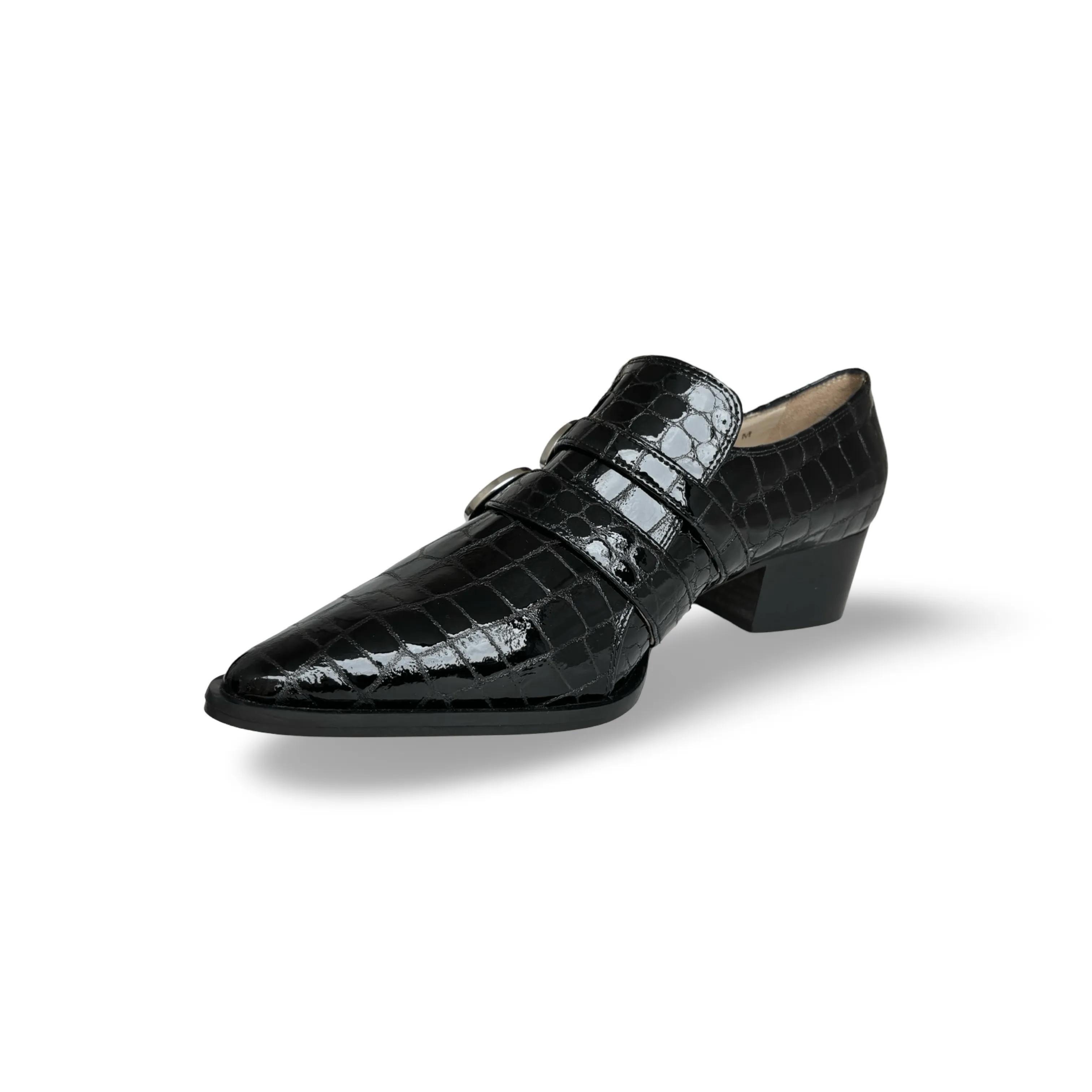 Palagio Patent Black Croc Buckle