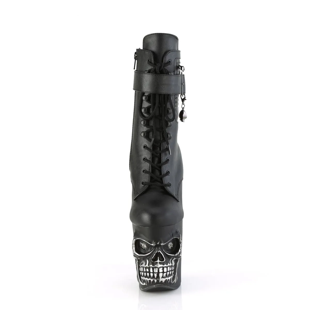 RAPTURE-1020STR-LT Black Faux Leather/Black Matte-Rubbed Silver
