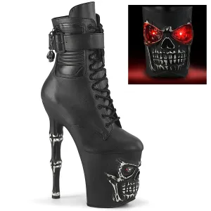 RAPTURE-1020STR-LT Black Faux Leather/Black Matte-Rubbed Silver