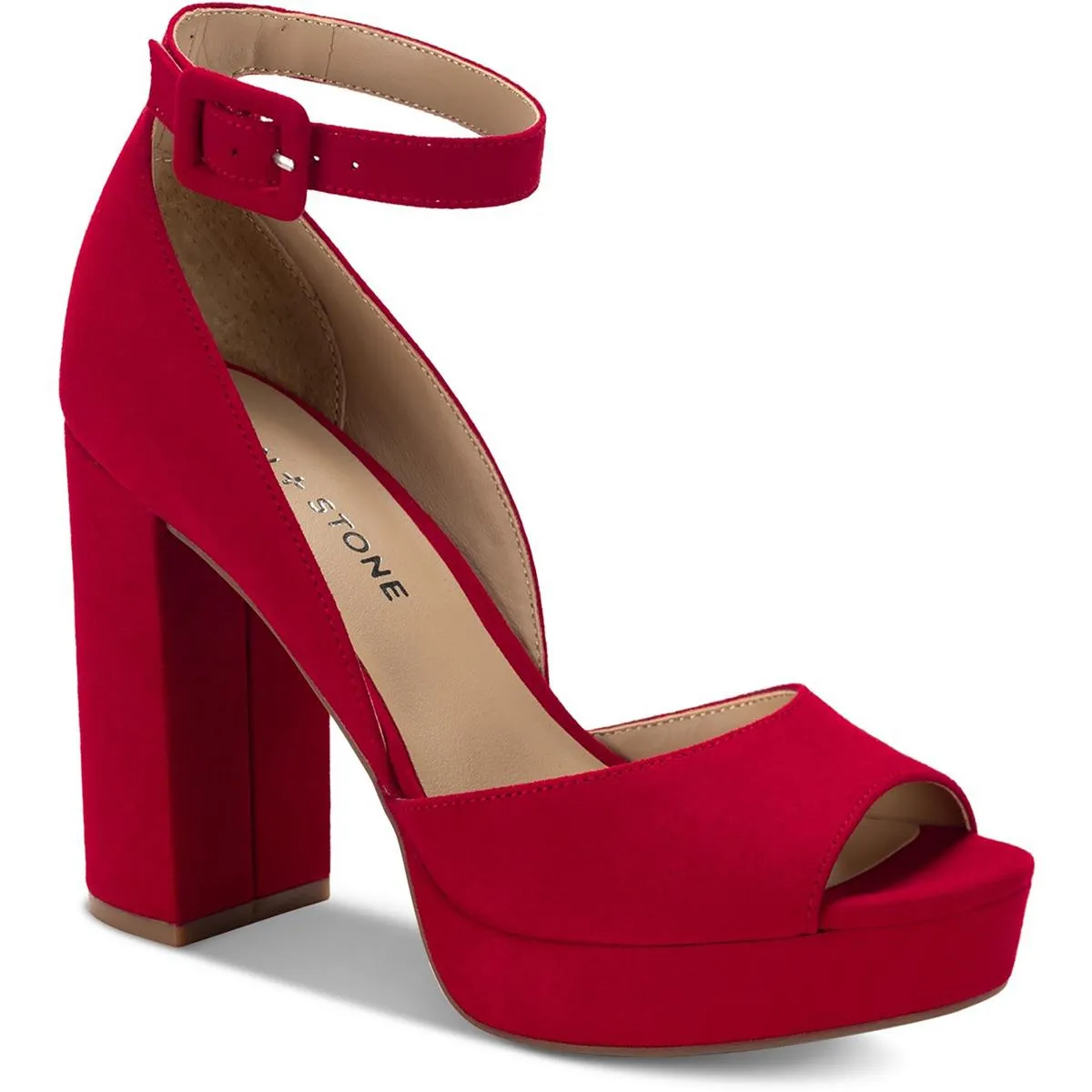Reemaa Womens Faux Leather Ankle Strap Heels