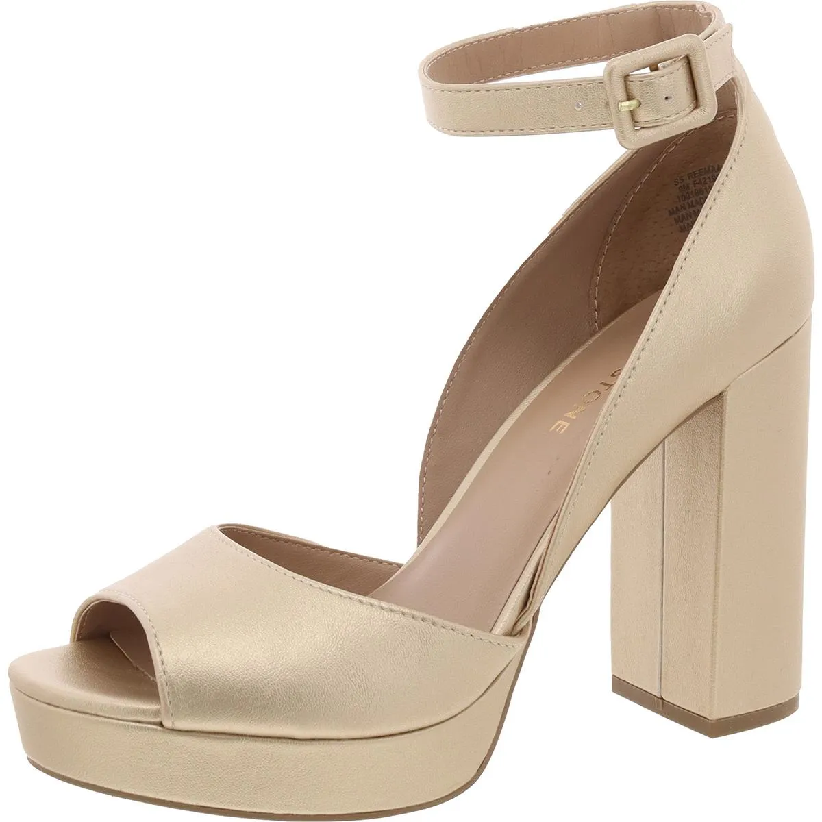 Reemaa Womens Faux Leather Ankle Strap Heels