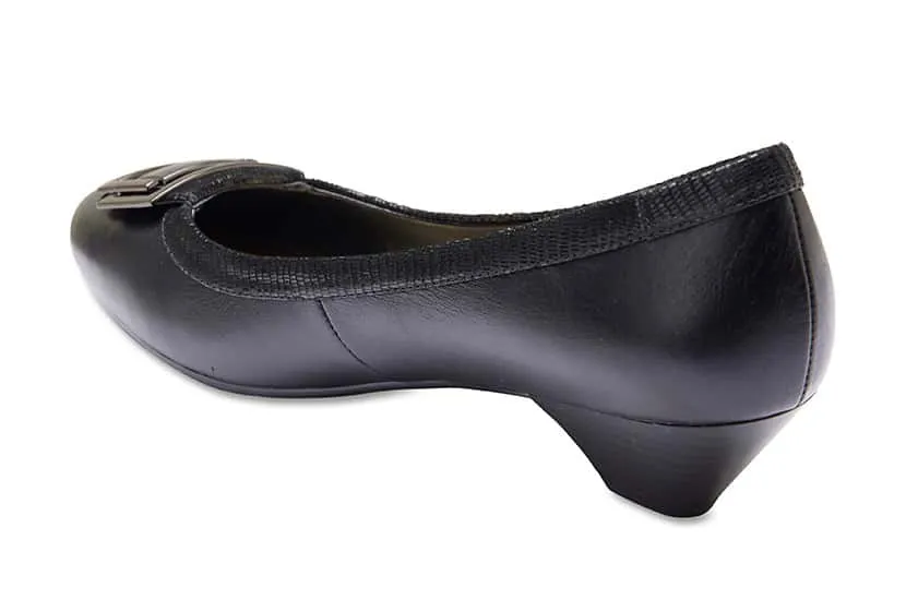 Rhianna Heel in Black Leather