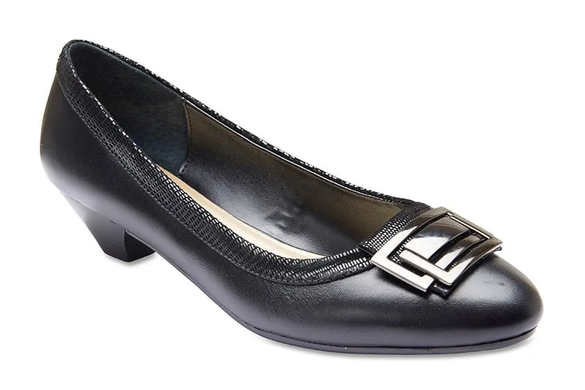 Rhianna Heel in Black Leather