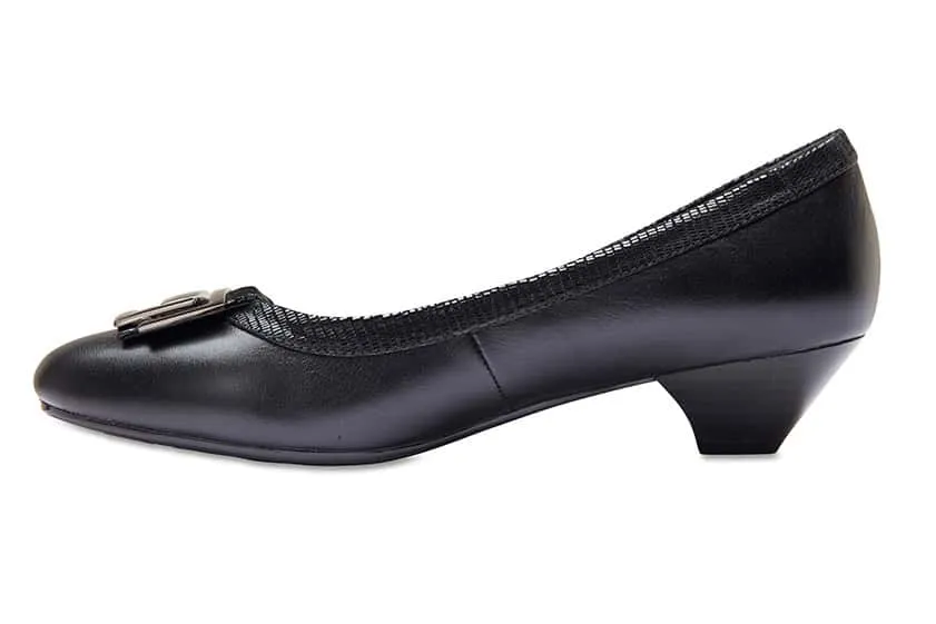 Rhianna Heel in Black Leather
