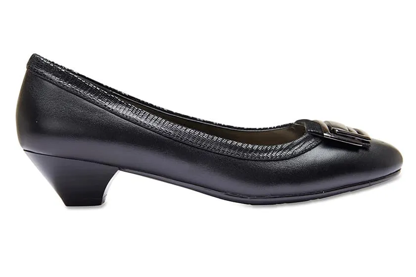 Rhianna Heel in Black Leather