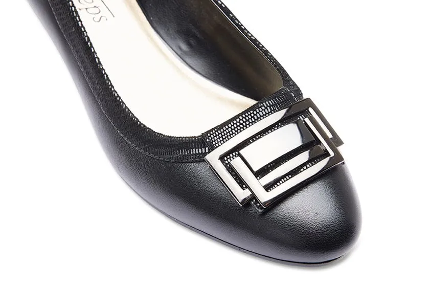 Rhianna Heel in Black Leather