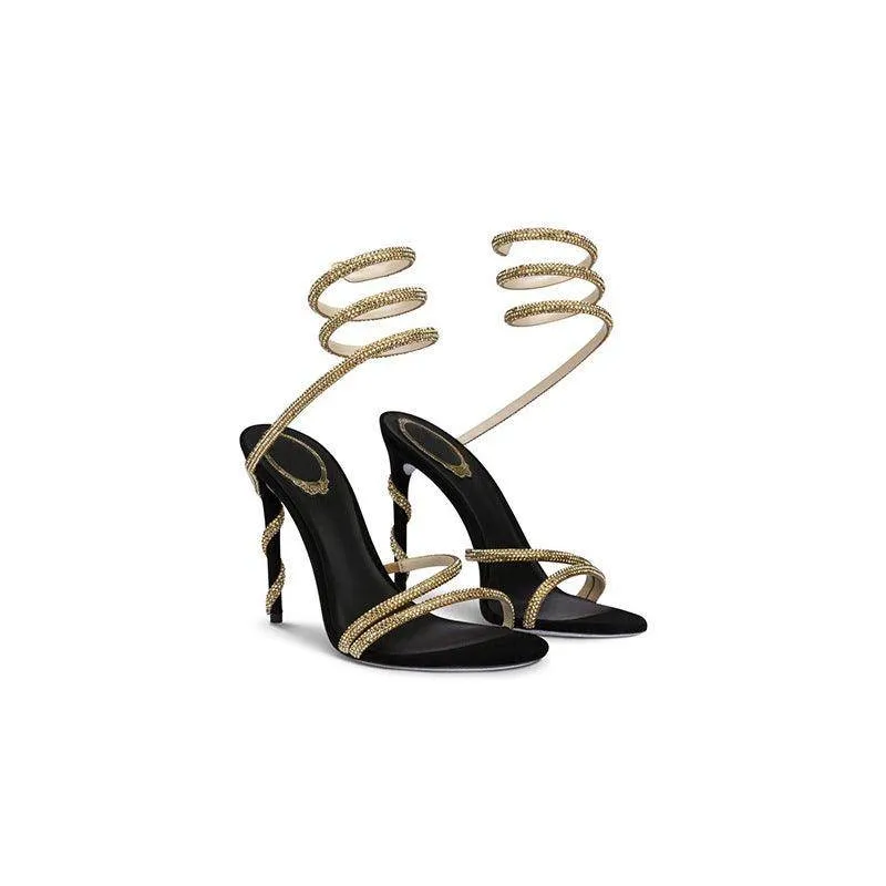 Rhinestone Ankle Strap Pointy Stiletto Heels 793993757024