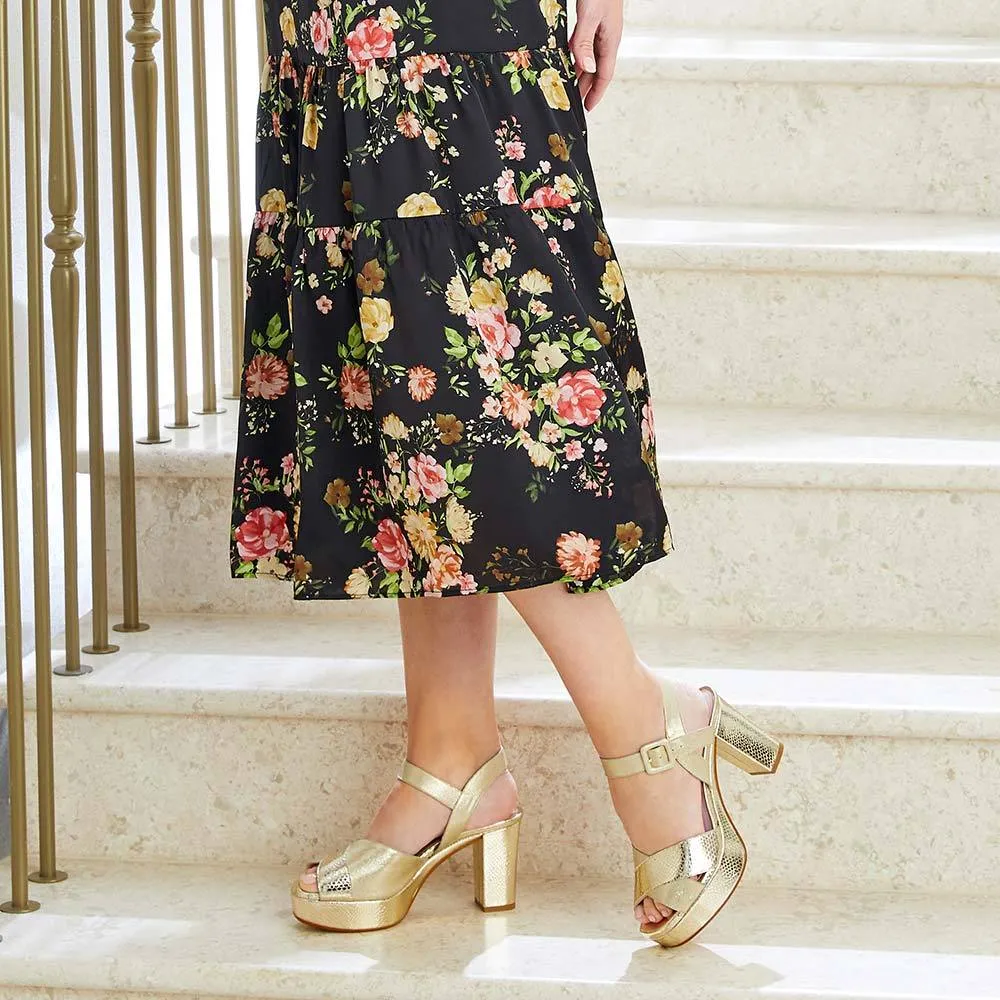 Ruby: Pale Gold Suede & Snake Print Leather