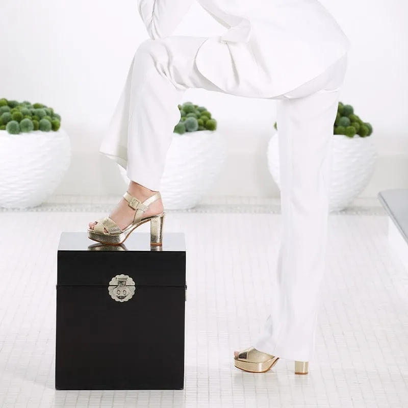 Ruby: Pale Gold Suede & Snake Print Leather