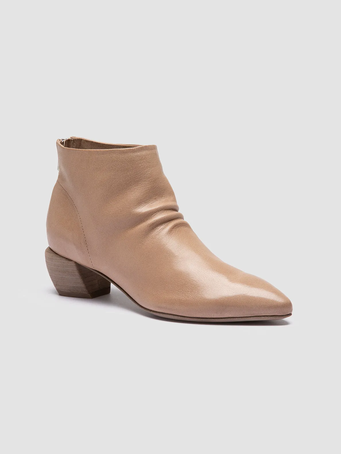 SALLY 001 - Beige Leather Booties