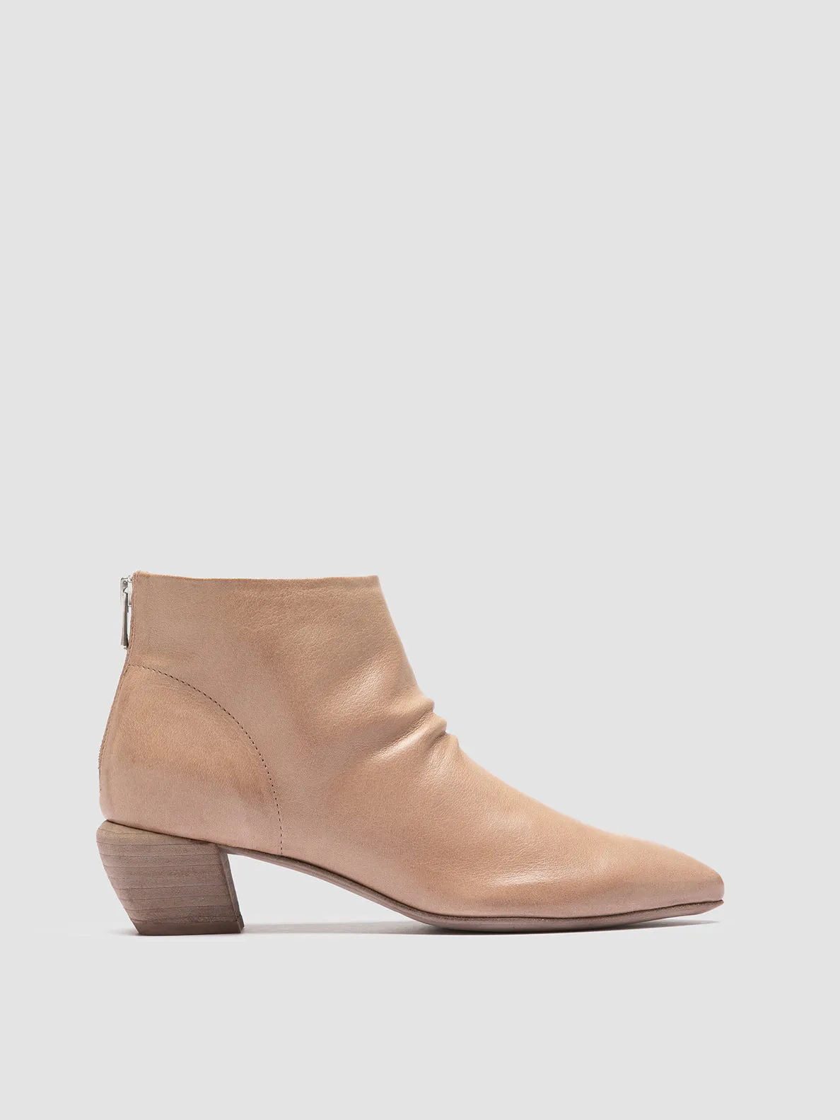 SALLY 001 - Beige Leather Booties
