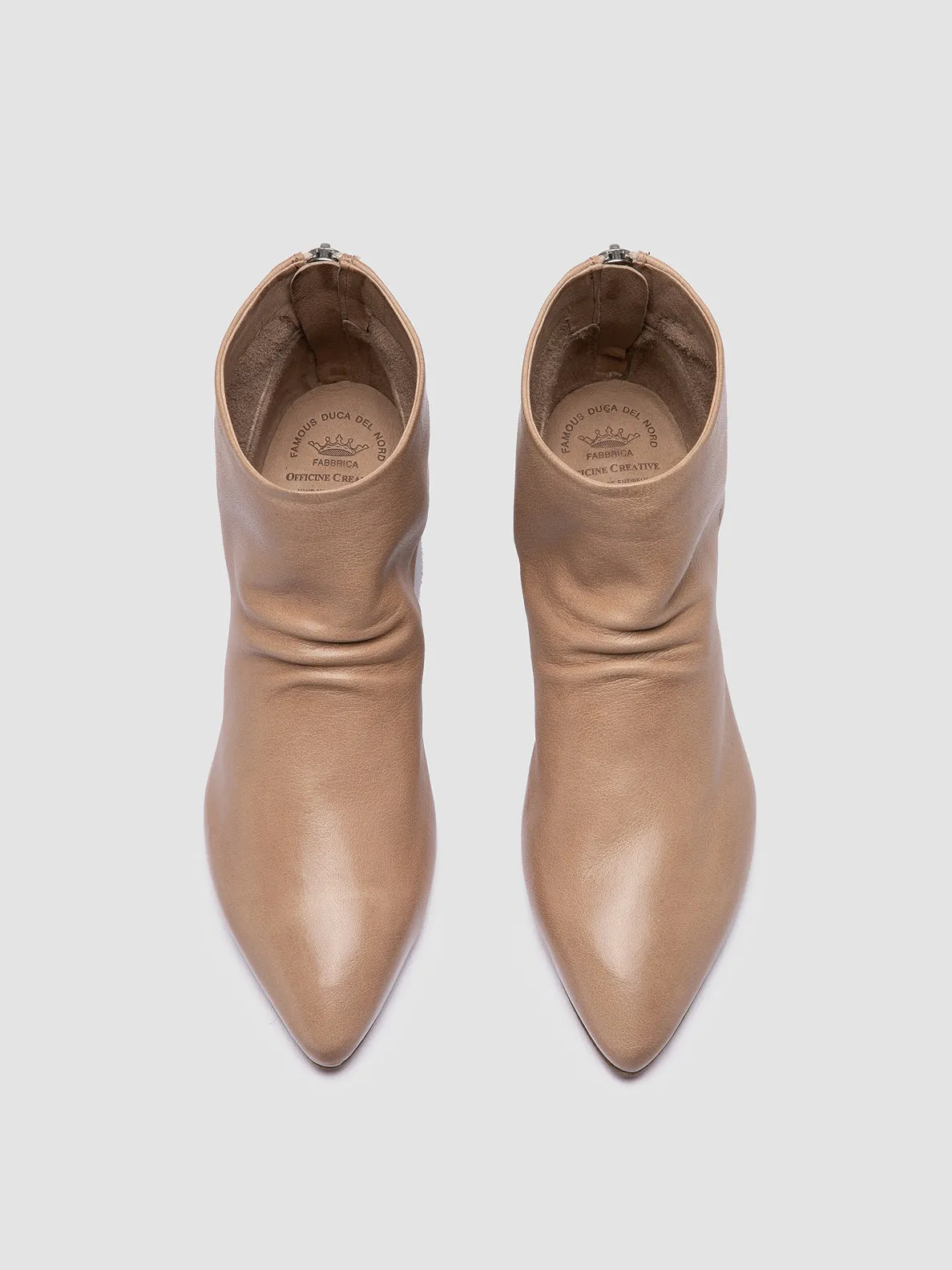 SALLY 001 - Beige Leather Booties