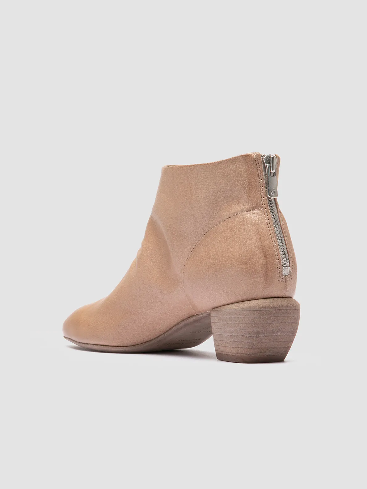 SALLY 001 - Beige Leather Booties