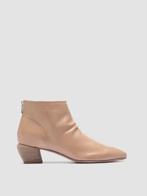 SALLY 001 - Beige Leather Booties