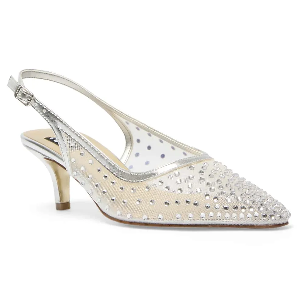 Sapphire Heel in Silver Metallic
