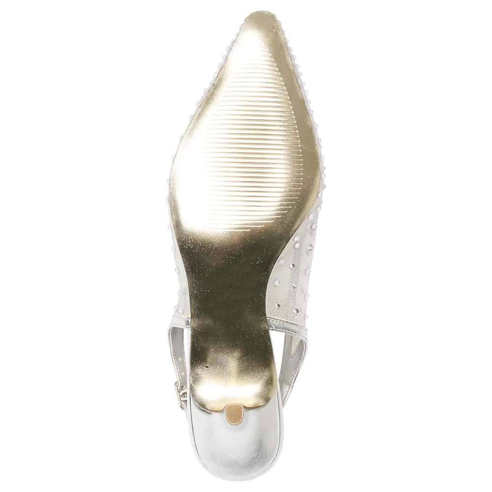 Sapphire Heel in Silver Metallic